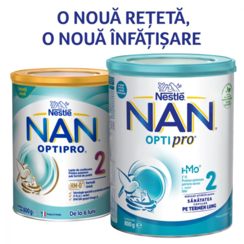 Formula de lapte praf, Nestle, Nan 2 Optipro de la 6 luni, 800 g