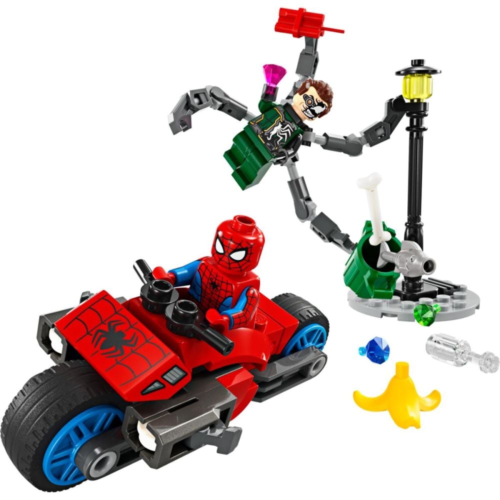 LEGO® Super Heroes - Urmarire pe motocicleta: Omul Paianjen vs Doc Ock (76275)