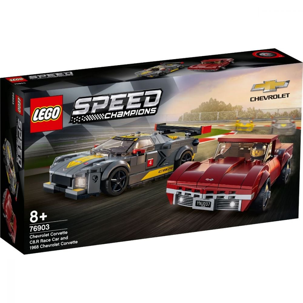LEGO® Speed Champions - Masina de curse Chevrolet Corvette C8.R si 1968 Chevrolet Corvette (76903)