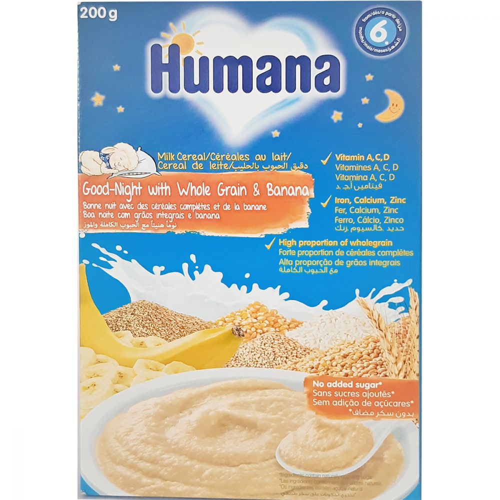 Cereale cu lapte Humana Noapte Buna, 200 g, 6 luni+