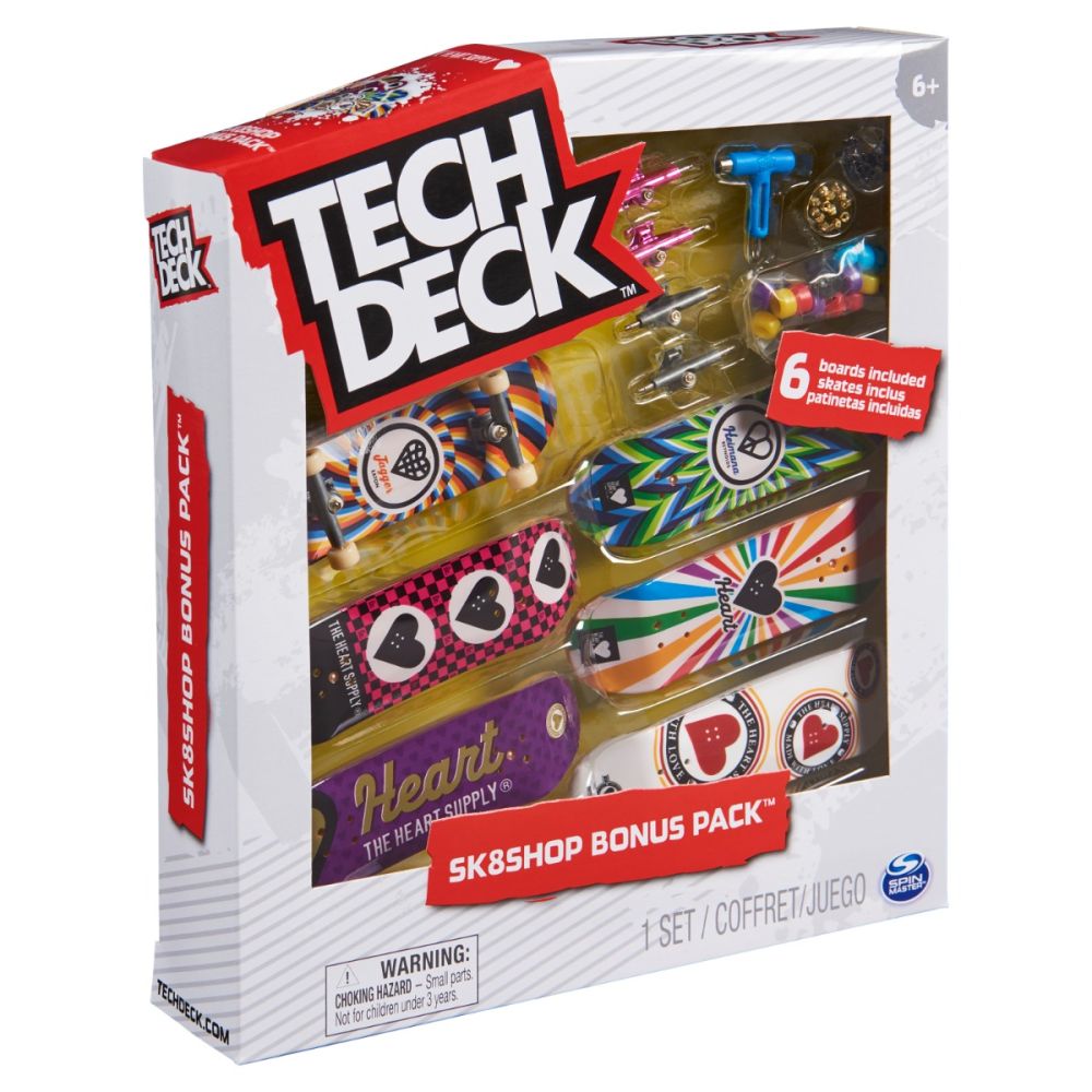 Set 6 mini placi skateboard, Tech Deck, Bonus Pack, Heart, 20136711