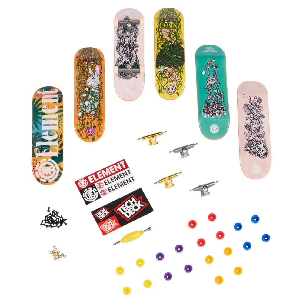 Set 6 mini placi skateboard, Tech Deck, Bonus Pack, Element, 20136709