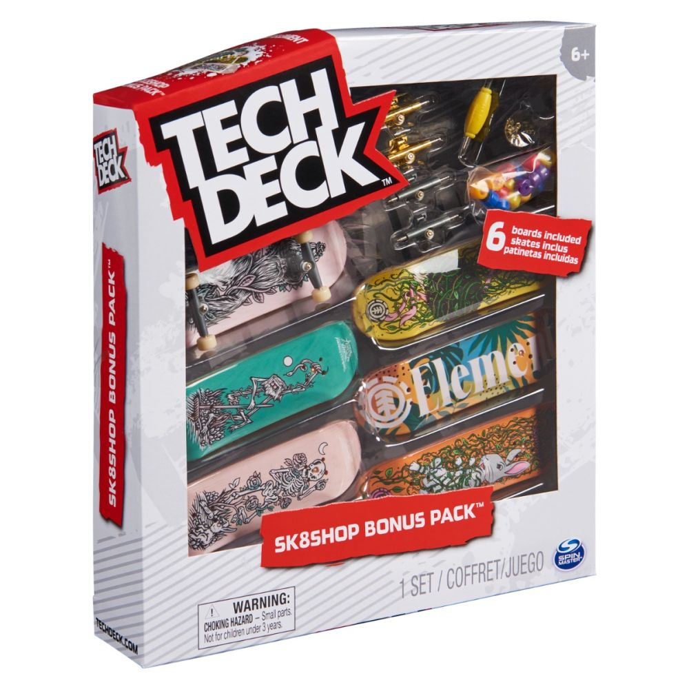 Set 6 mini placi skateboard, Tech Deck, Bonus Pack, Element, 20136709