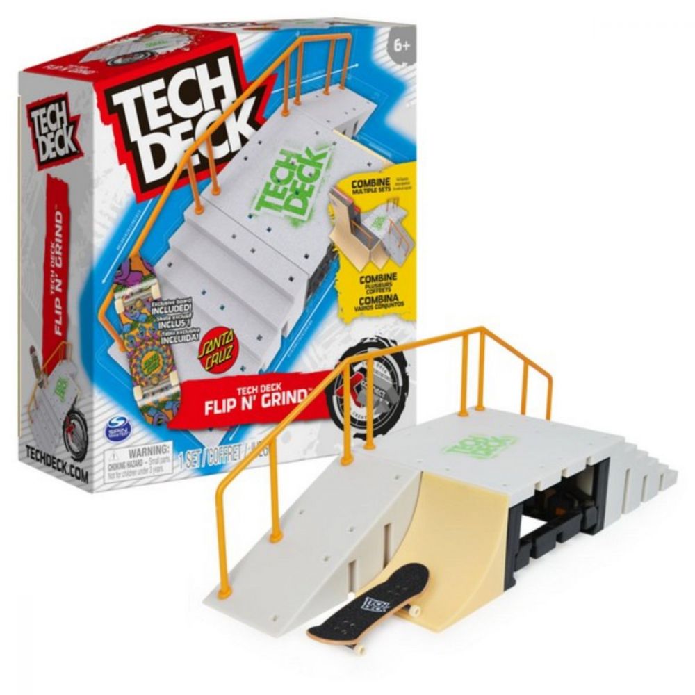 Set mini skateboard cu rampa, Tech Deck, Flip N Grind, XConnect