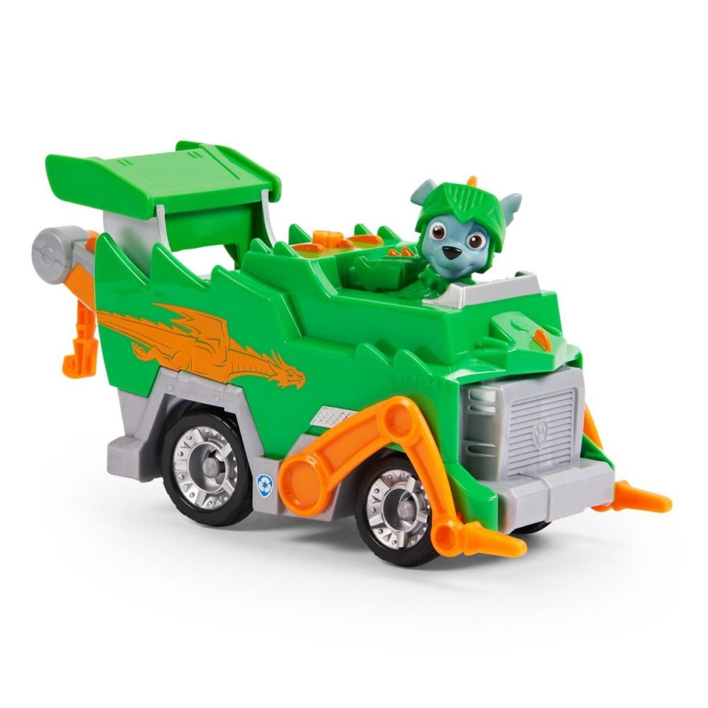 Set masinuta cu figurina, Paw Patrol, Rescue Knights Rocky, 20133698