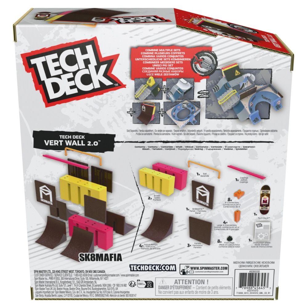 Set mini skateboard cu rampa, Tech Deck, Sk8Mafia Vert Wall 2, 20141010