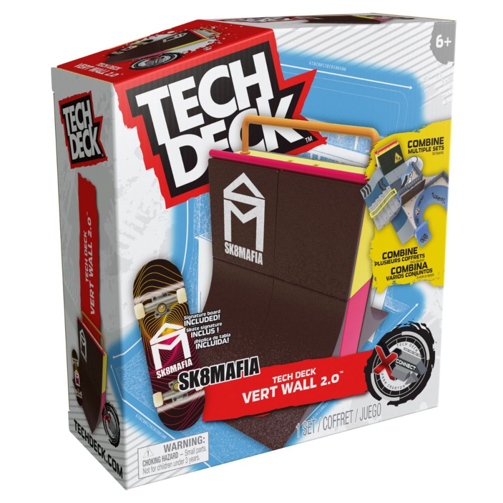 Set mini skateboard cu rampa, Tech Deck, Sk8Mafia Vert Wall 2, 20141010