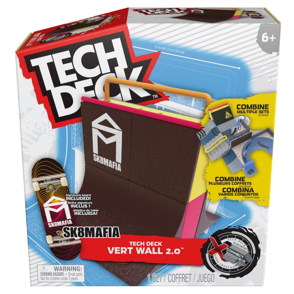 Set mini skateboard cu rampa, Tech Deck, Sk8Mafia Vert Wall 2, 20141010