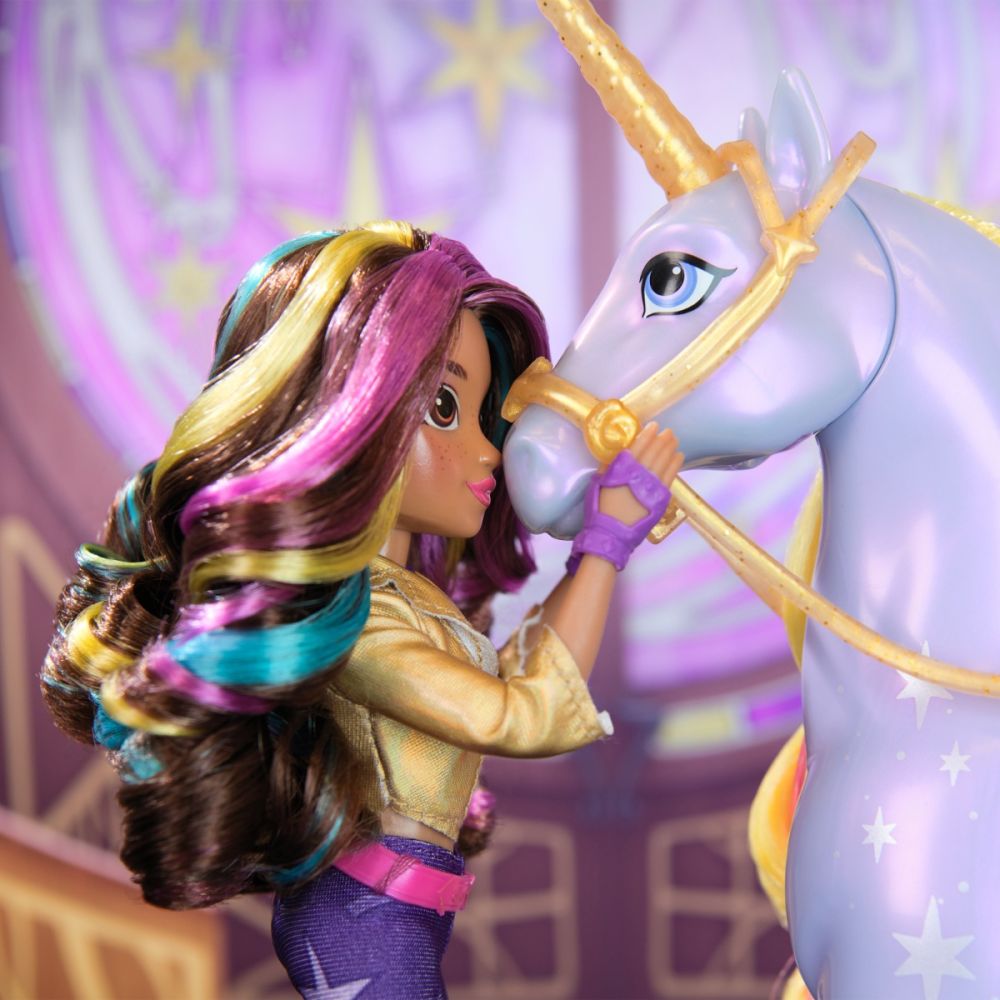 Figurina unicorn cu lumini curcubeu, Unicorn Academy, 6071157