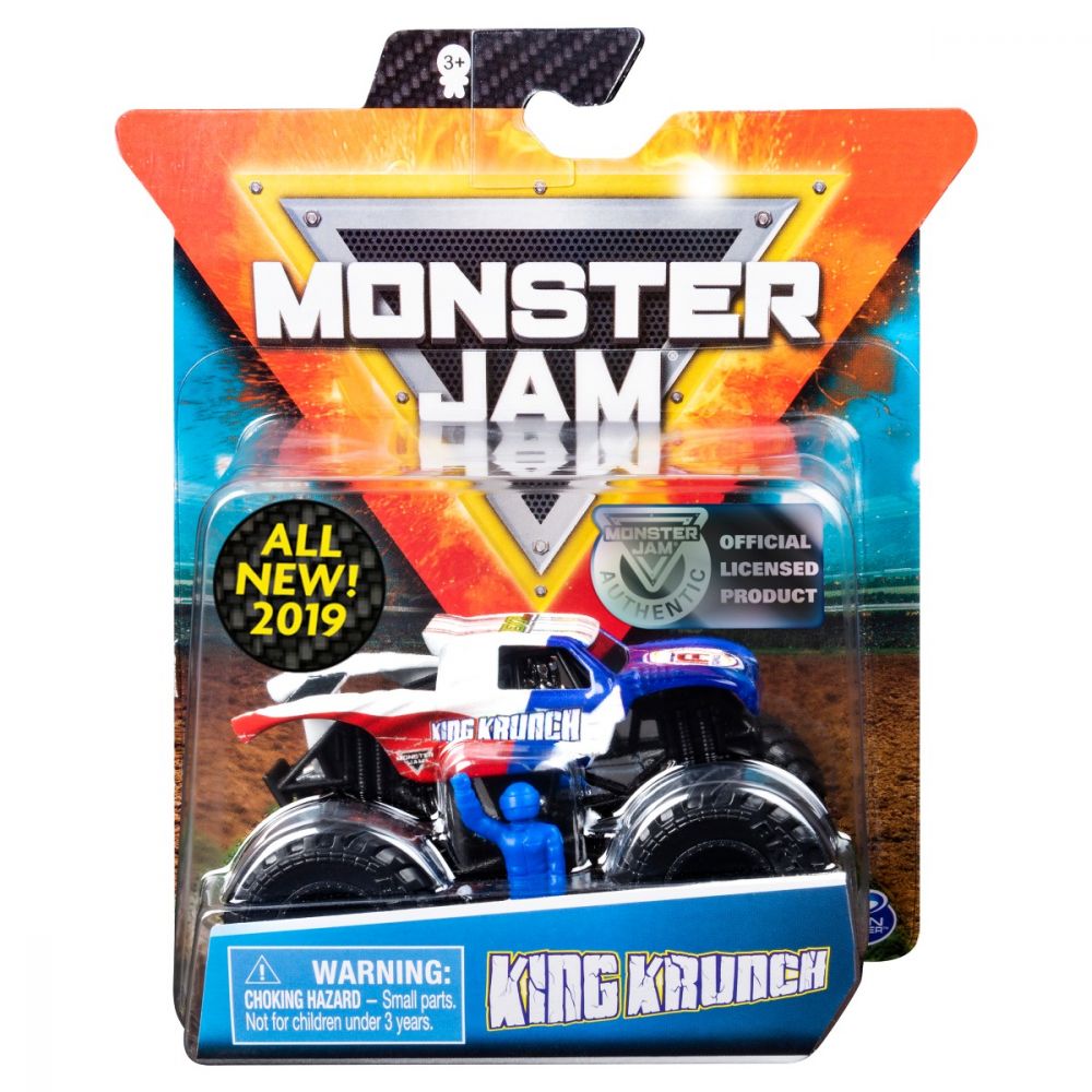 Masinuta Monster Jam, Scara 1:64, King Krunch cu figurina, Albastru