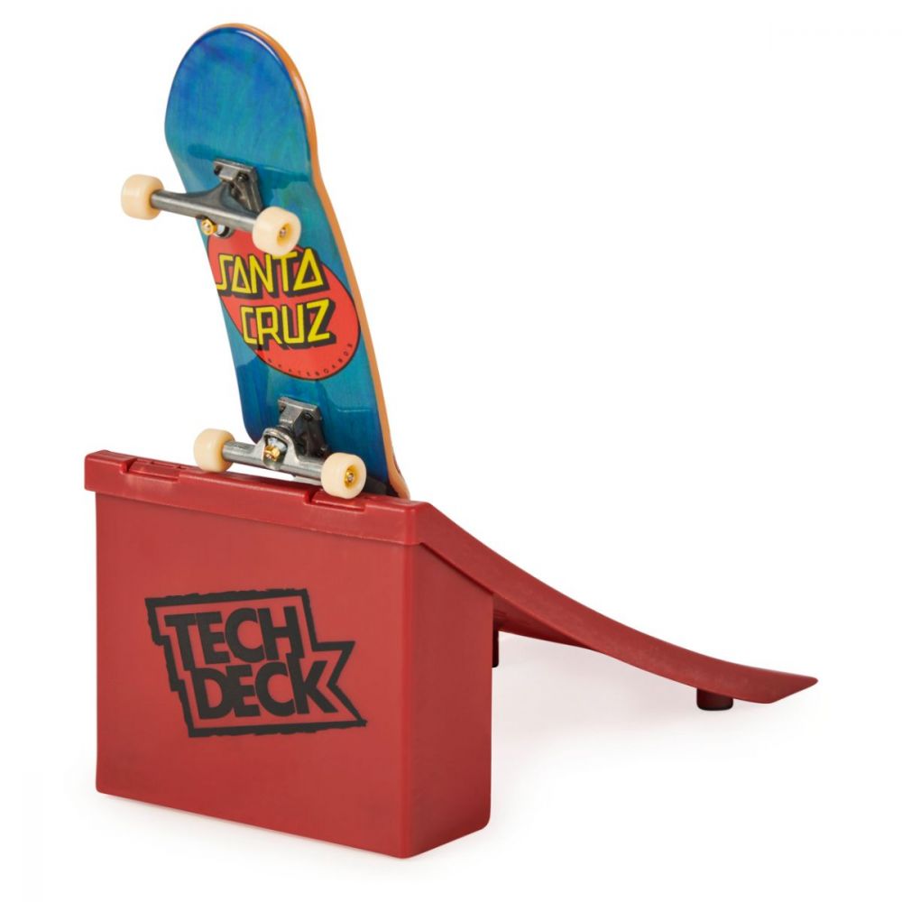 Mini placa skateboard, Tech Deck Santa Cruz, cu obstacol inclus