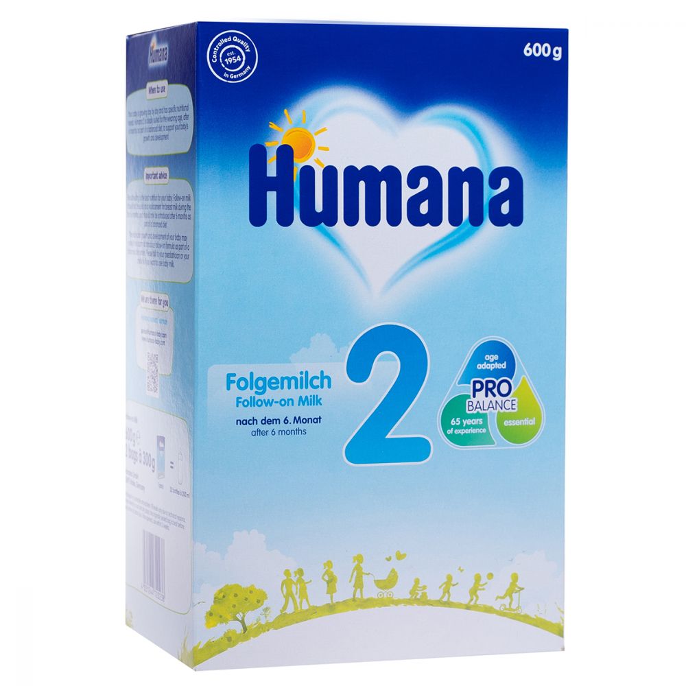 Lapte praf Humana 2 GOS, 600 g, 6 luni+