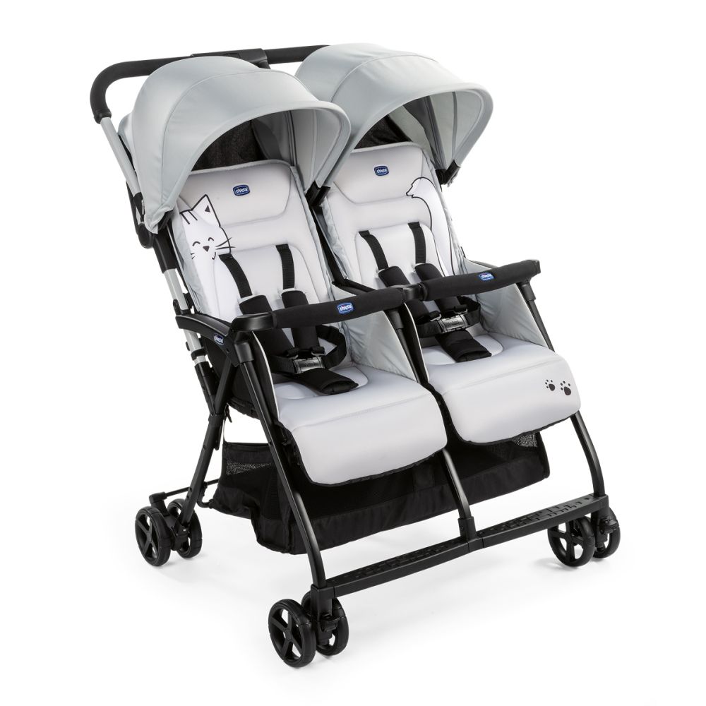 Carucior pentru gemeni Chicco Ohlala, 0 luni+, Gri