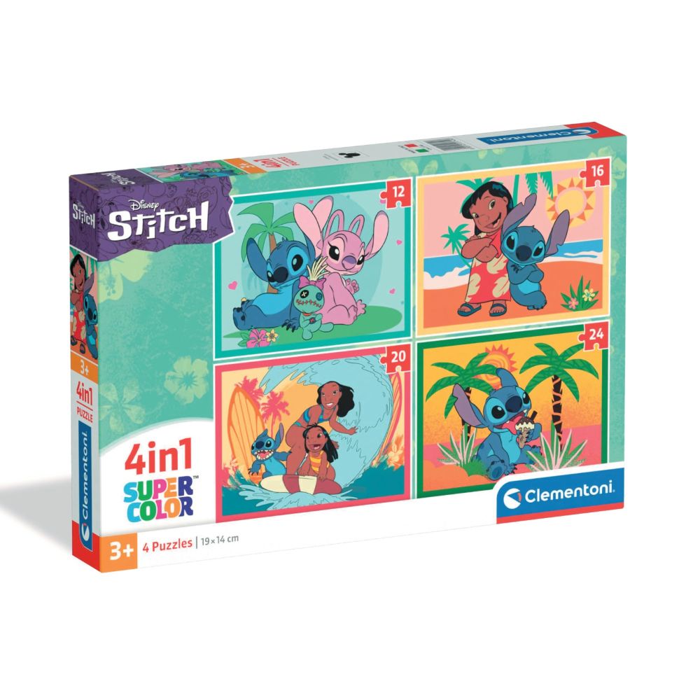 Puzzle Clementoni 4 in 1, Disney Stitch, 12, 16, 20, 24 piese