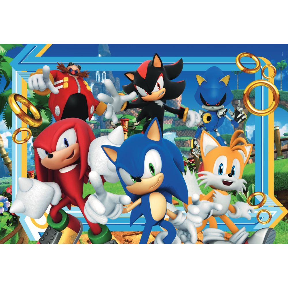 Puzzle Clementoni, Sonic the Hedgehog si Knuckles cu sticker inclus, 180 piese
