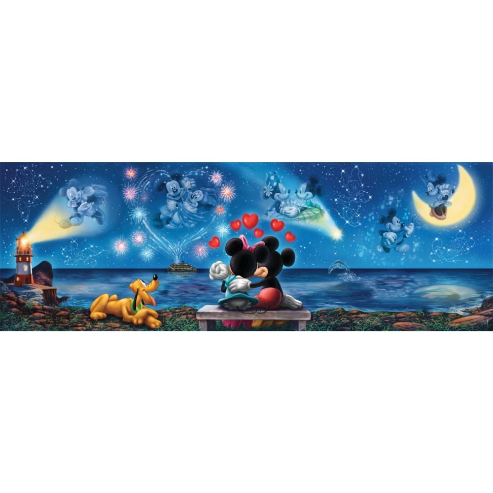 Puzzle Clementoni panoramic, Mickey si Minnie, 1000 piese