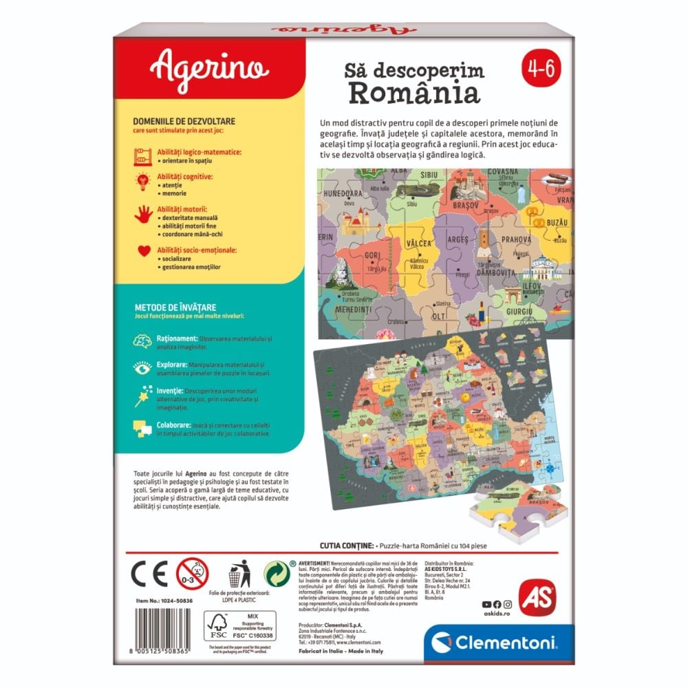 Joc educativ, Clementoni, Agerino, Sa descoperim Romania