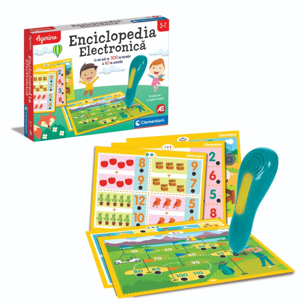 Joc educativ, Clementoni, Agerino, Enciclopedie electronica cu pix, 5-7 ani