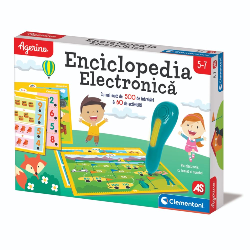 Joc educativ, Clementoni, Agerino, Enciclopedie electronica cu pix, 5-7 ani