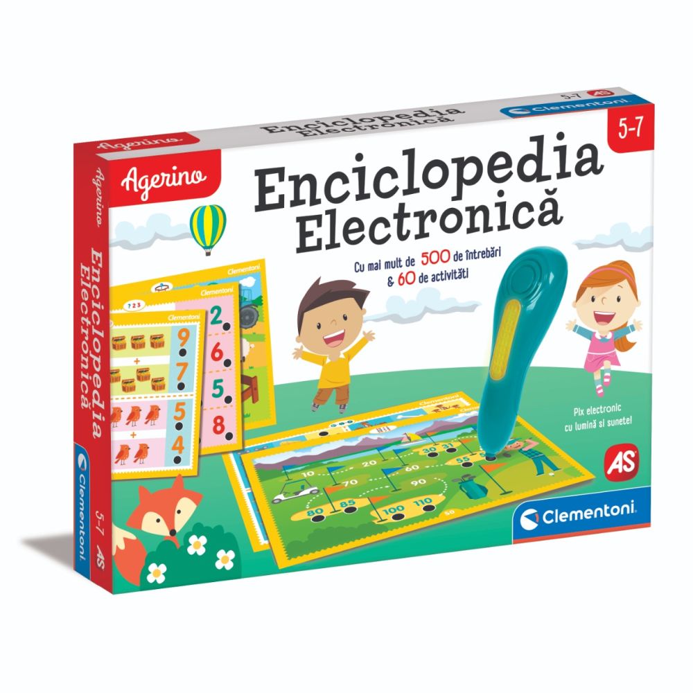 Joc educativ, Clementoni, Agerino, Enciclopedie electronica cu pix, 5-7 ani