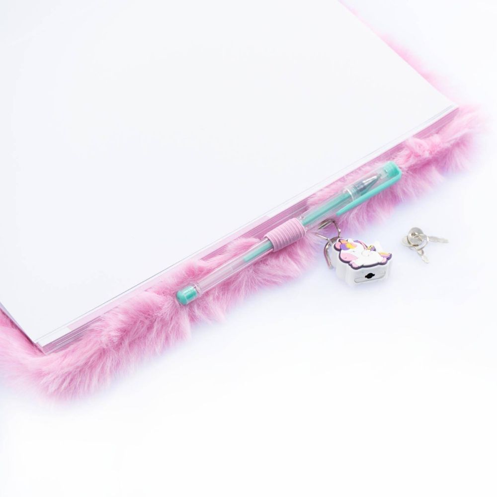 Agenda gigant, cu coperta pufoasa si poseta detasabila, Nice, Girabrilla, Unicorn Magic