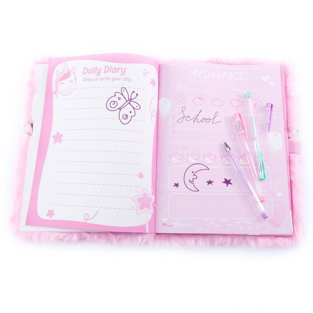Agenda gigant, cu coperta pufoasa si poseta detasabila, Nice, Girabrilla, Unicorn Magic
