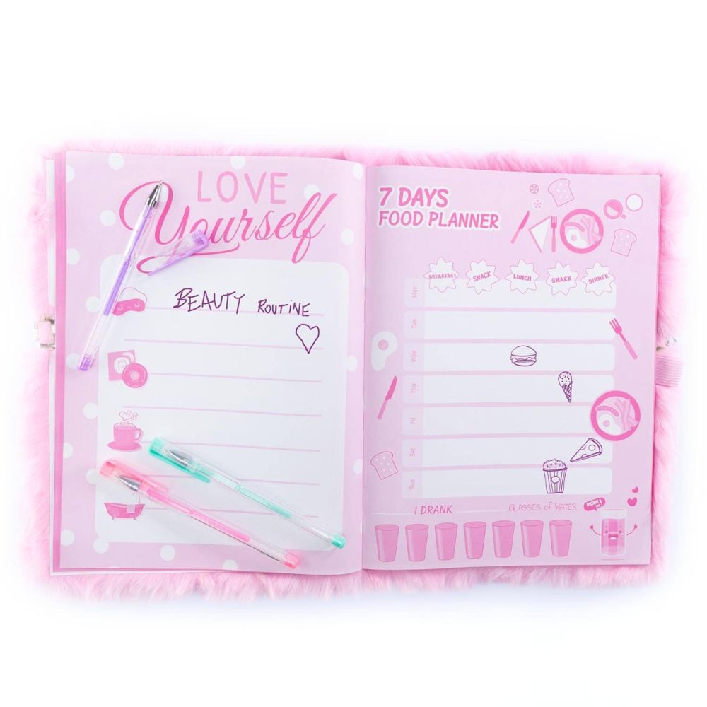 Agenda gigant, cu coperta pufoasa si poseta detasabila, Nice, Girabrilla, Unicorn Magic