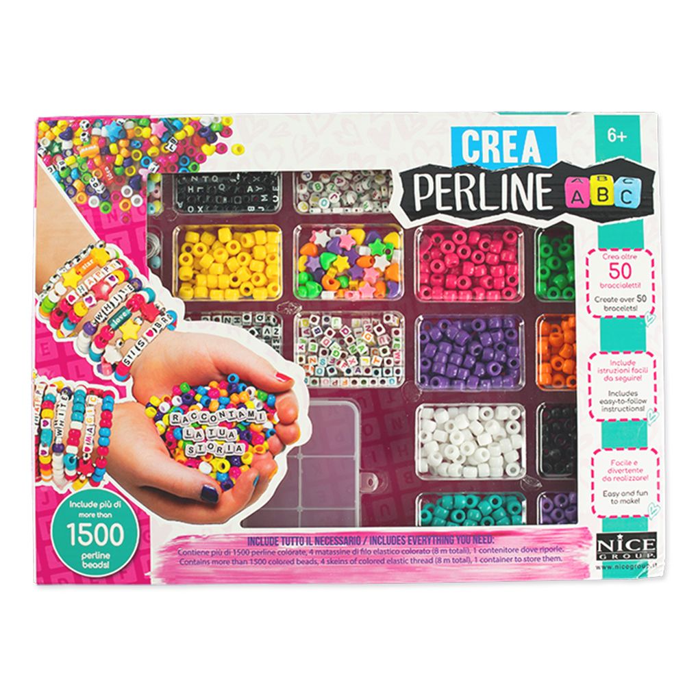 Kit creativ DIY, Coliere si bratari cu margele, Nice, Perline ABC, 1500 piese