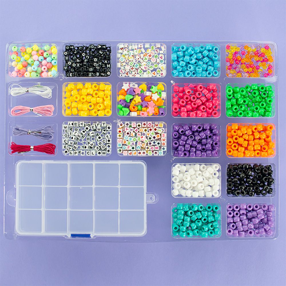 Kit creativ DIY, Coliere si bratari cu margele, Nice, Perline ABC, 1500 piese