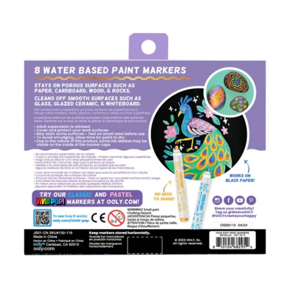 Carioci cu vopsea, Ooly, Vivid Pop, 8 culori, metalic