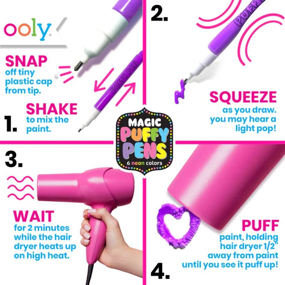 Carioci magice cu efect 3D Ooly, Puffy Pens