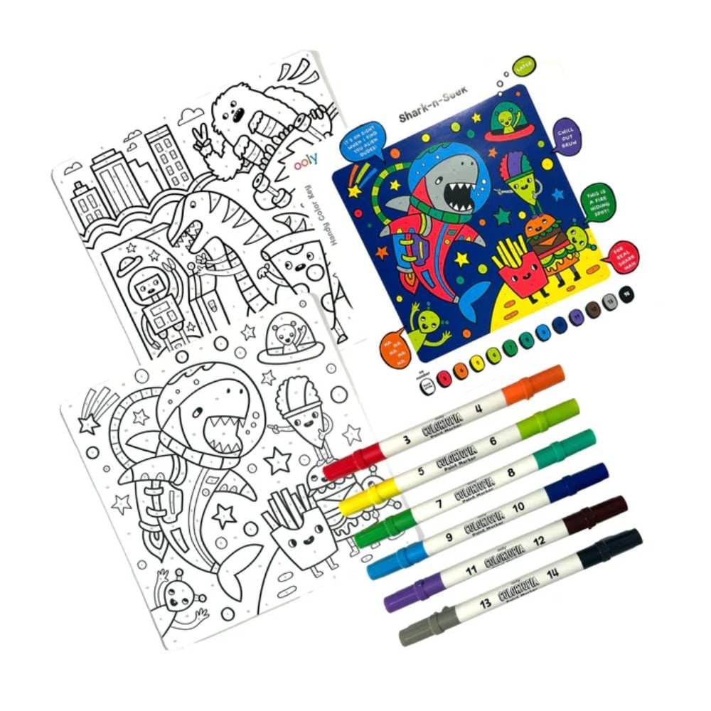 Set creativ de pictura pe numere cu markere, Ooly, Colortopia, Aventuri epice, 6 culori duble