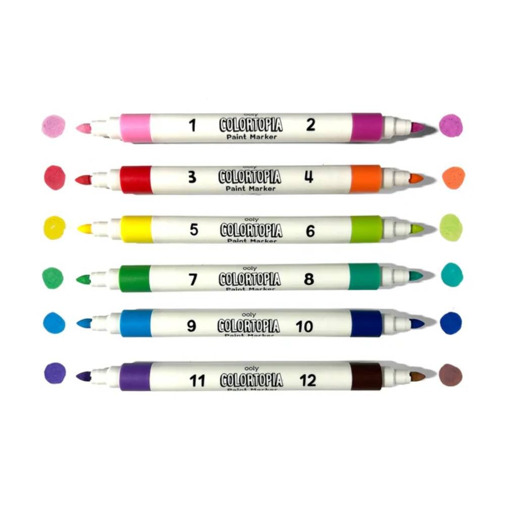 Set creativ de pictura pe numere cu markere, Ooly, Colortopia, Taramul unicornilor, 6 culori duble