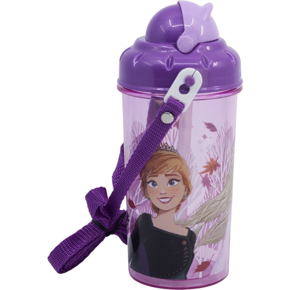 Sticla din plastic cu pai, Disney Frozen, 465 ml