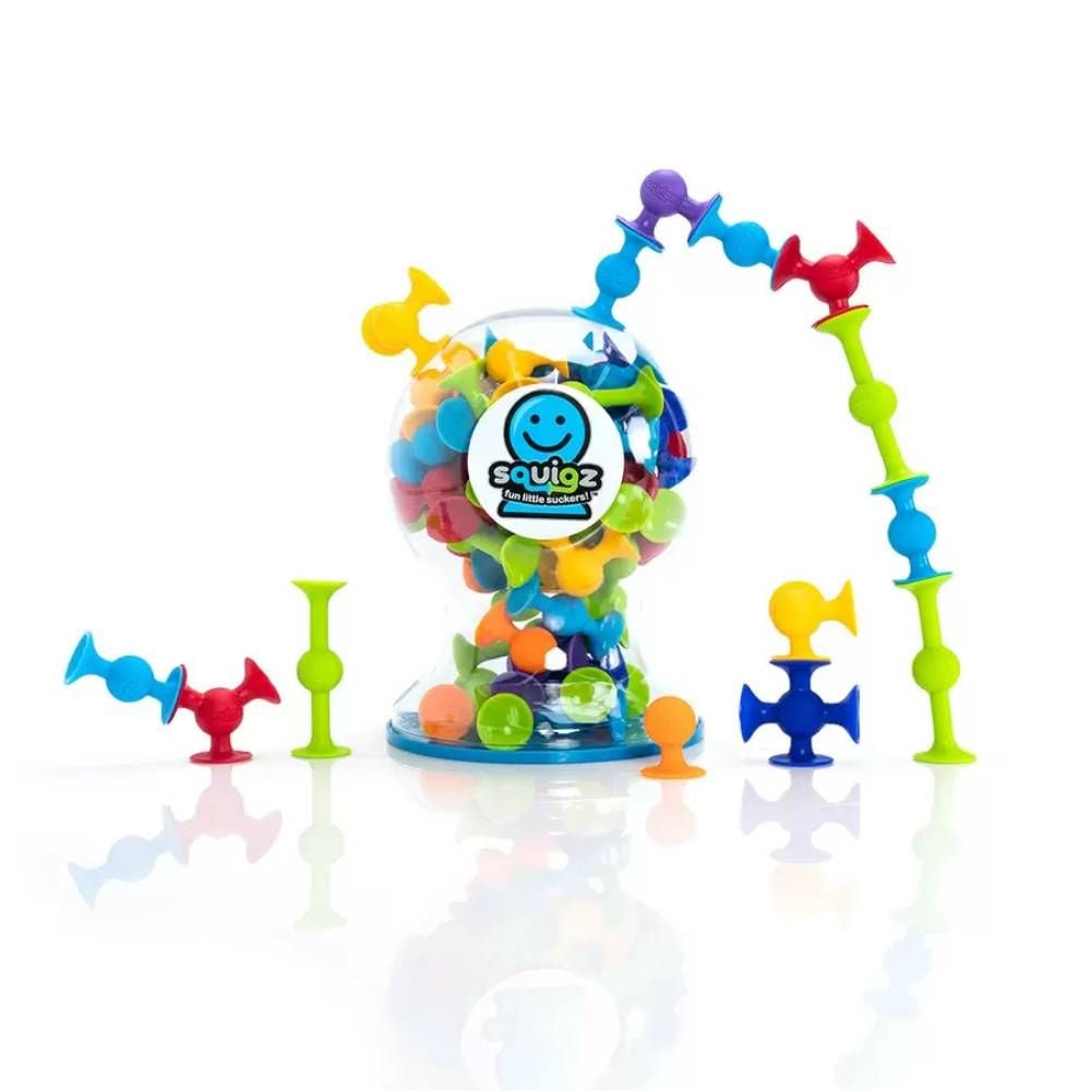 Set de constructie cu 22 de piese cu ventuze, Fat Brain Toys, Squigz Starter