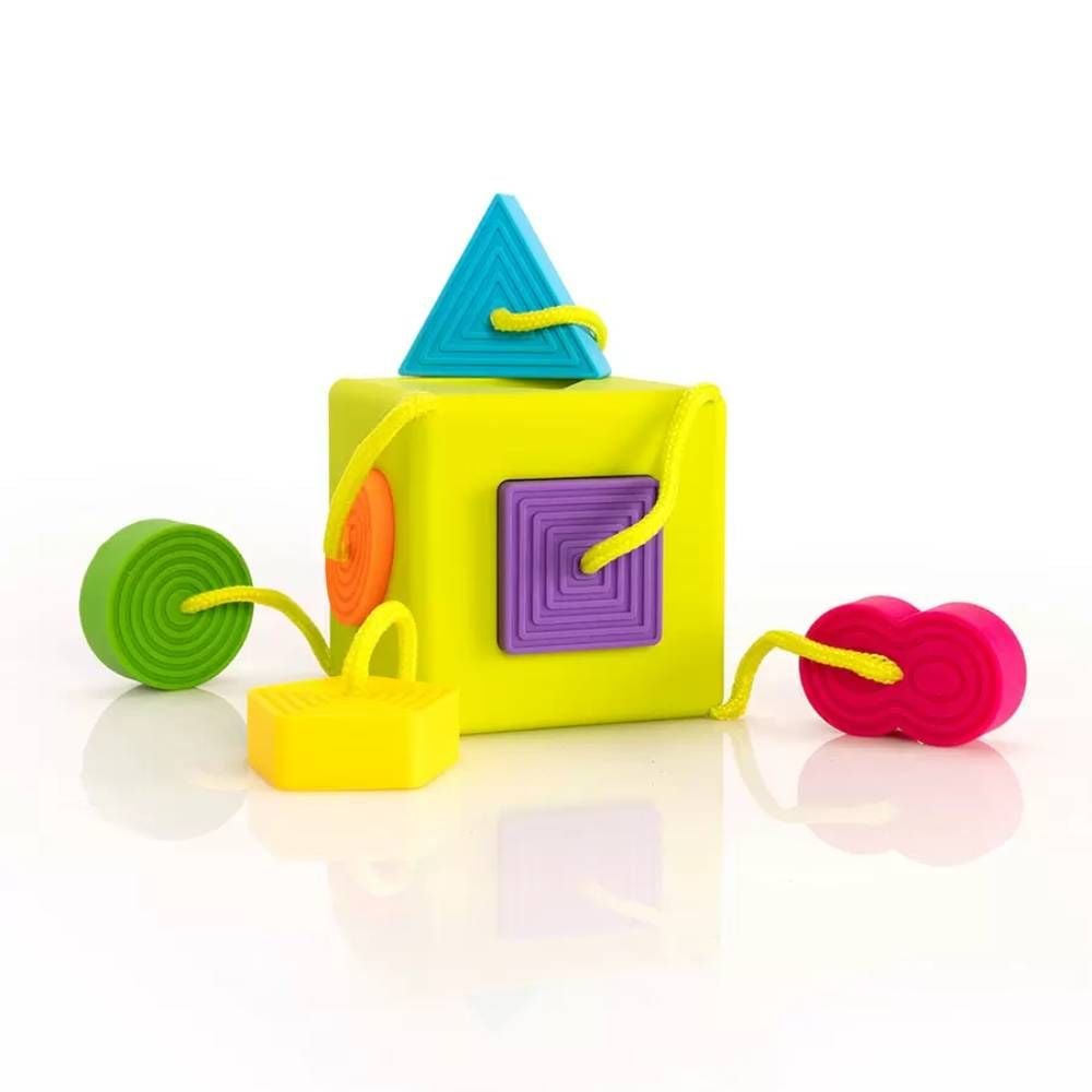 Cub senzorial educativ cu forme din silicon, Fat Brain Toys, OombeeCube
