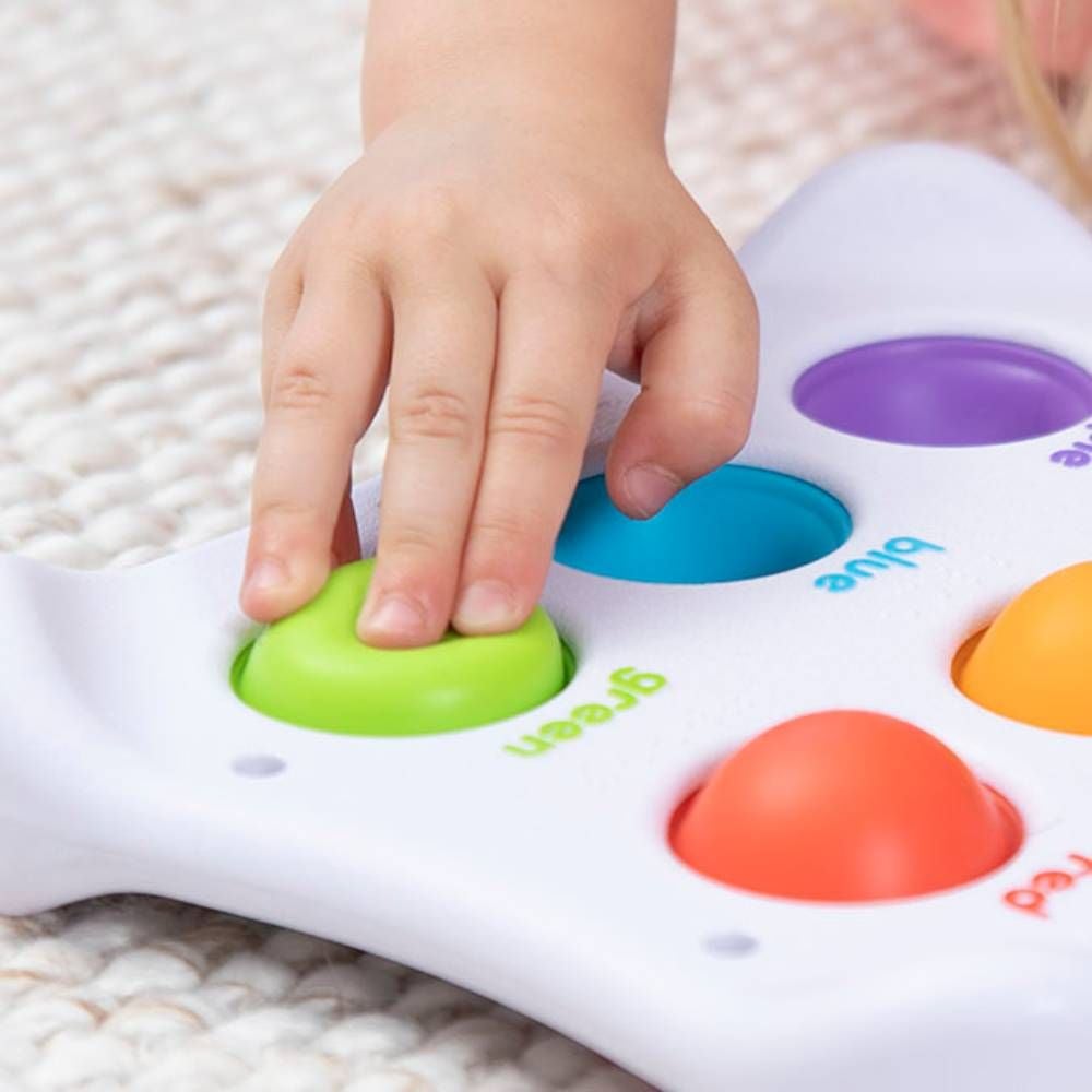 Jucarie senzoriala educativa cu bule din silicon, Fat Brain Toys, Dimpl Duo