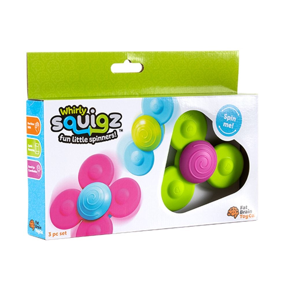 Set 3 moristi senzoriale cu ventuza, Fat Brain Toys, Whirly Squigz