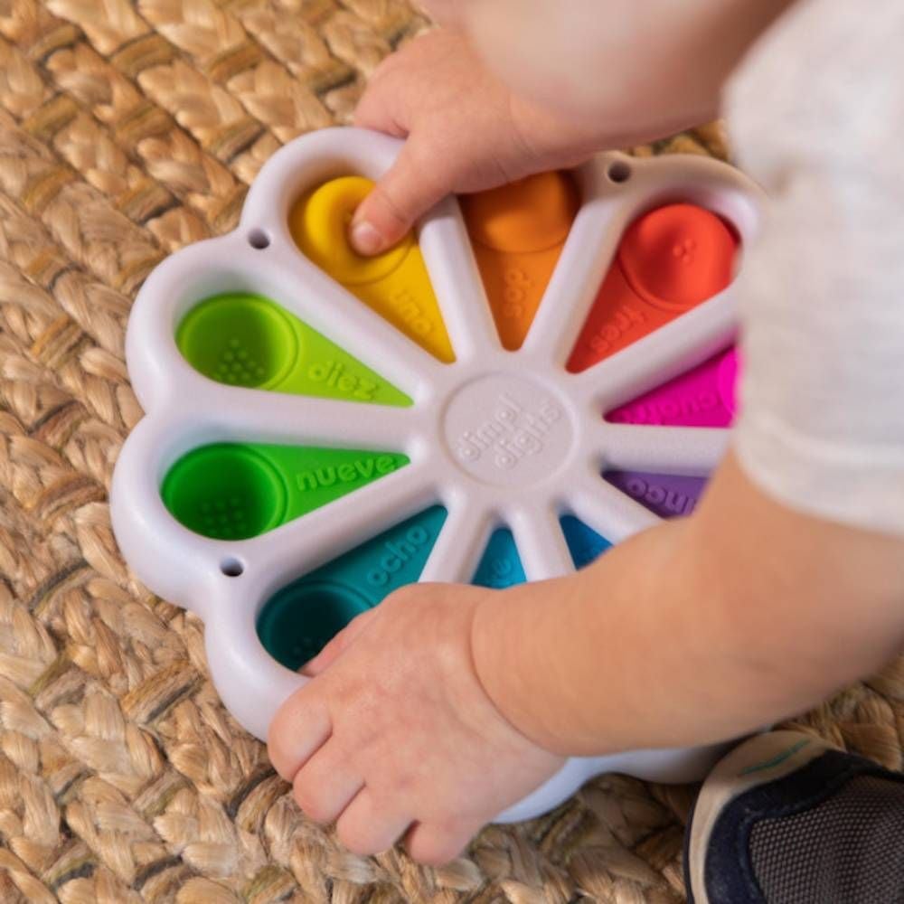 Jucarie senzoriala cu bule numerice din silicon, Fat Brain Toys, Dimpl Digits
