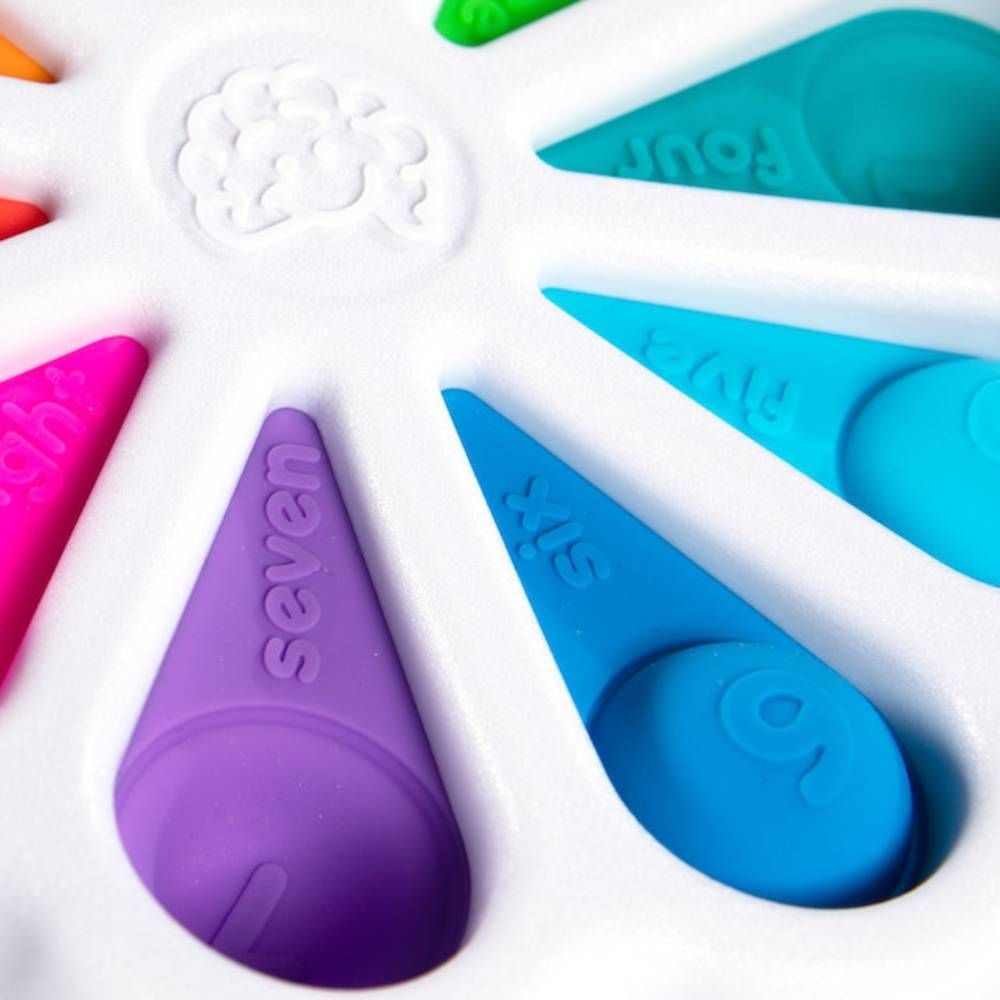 Jucarie senzoriala cu bule numerice din silicon, Fat Brain Toys, Dimpl Digits