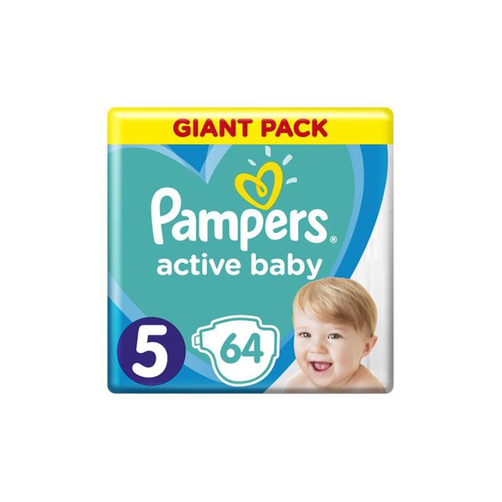 Scutece Pampers Active Baby, Giant Pack, 5 junior, 11-18 kg, 64 buc.