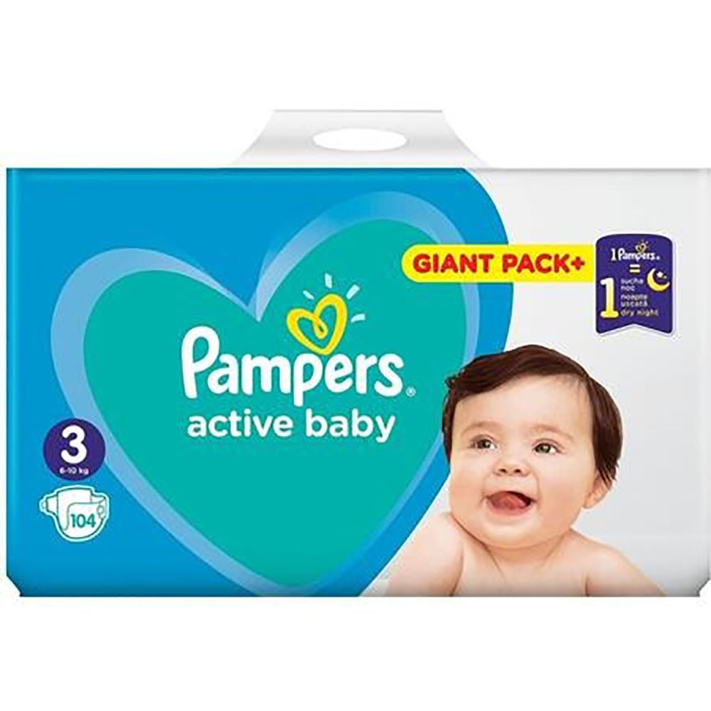 Scutece Pampers Active Baby, Nr 3, 6 - 10 kg, 104 buc
