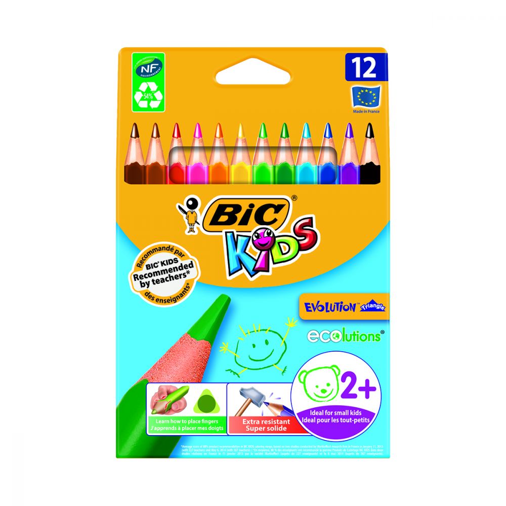 Set creioane colorate triunghiulare Evolution Triangle Bic, P12