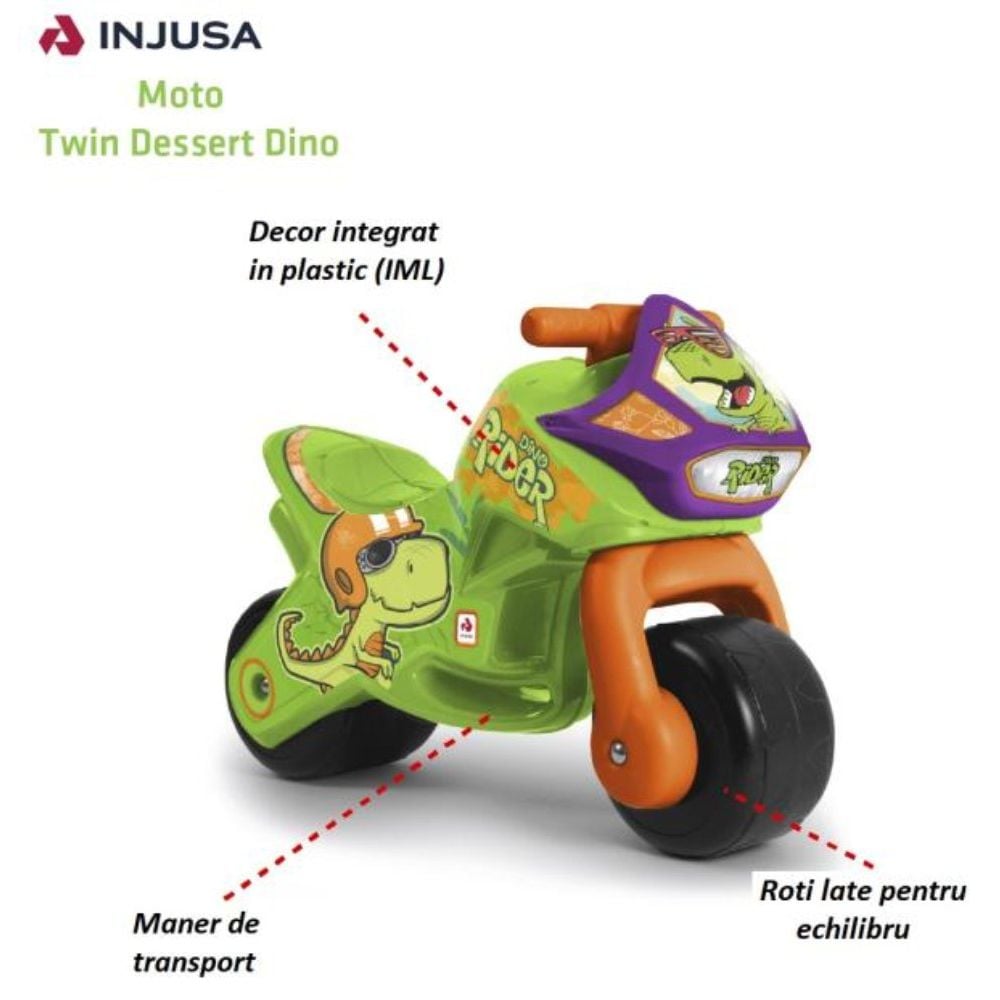 Motocicleta Injusa, Twin Dino, roti late din plastic | Noriel