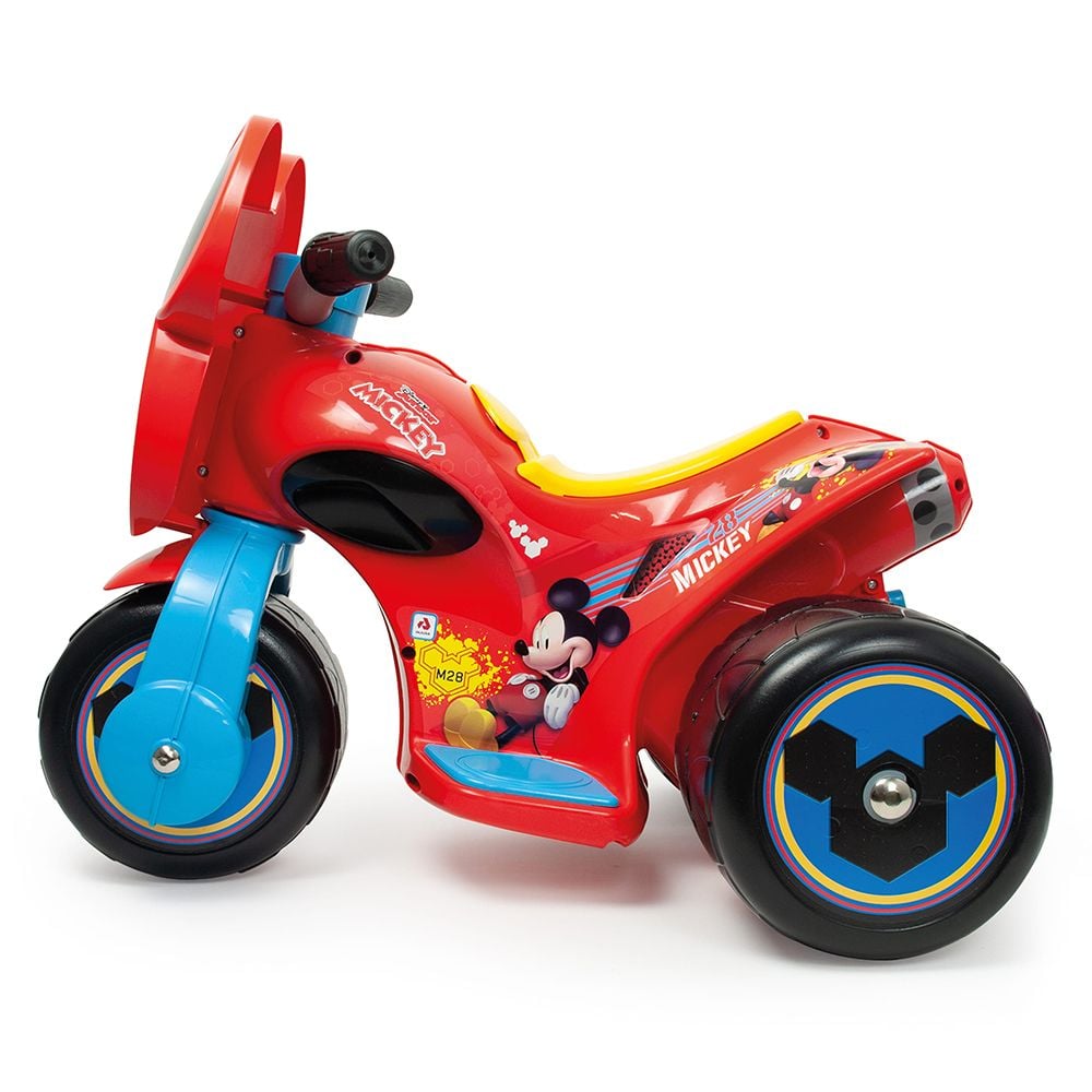 Tricicleta electrica, Injusa, Disney Mickey Mouse, 6V, cu pedala de acceleratie, Rosu