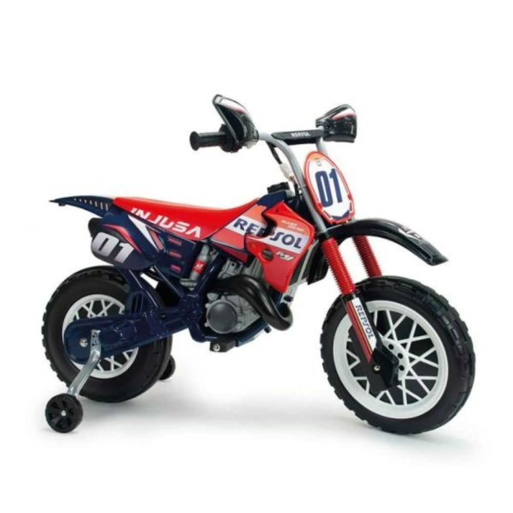 Motocicleta electrica, tip cross, Injusa, cu roti ajutatoare, 6V, Repsol