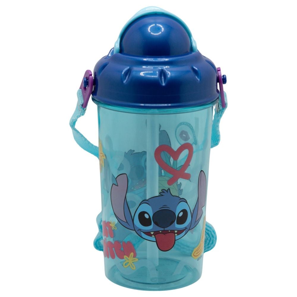 Sticla din plastic cu pai, Disney Stitch, 465 ml