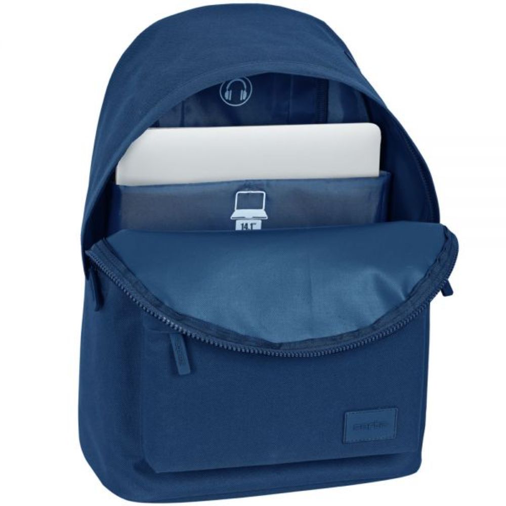 Rucsac cu buzunar laptop, tableta, Safta, Basic, Navy Blue, 31 x 41 x 16 cm