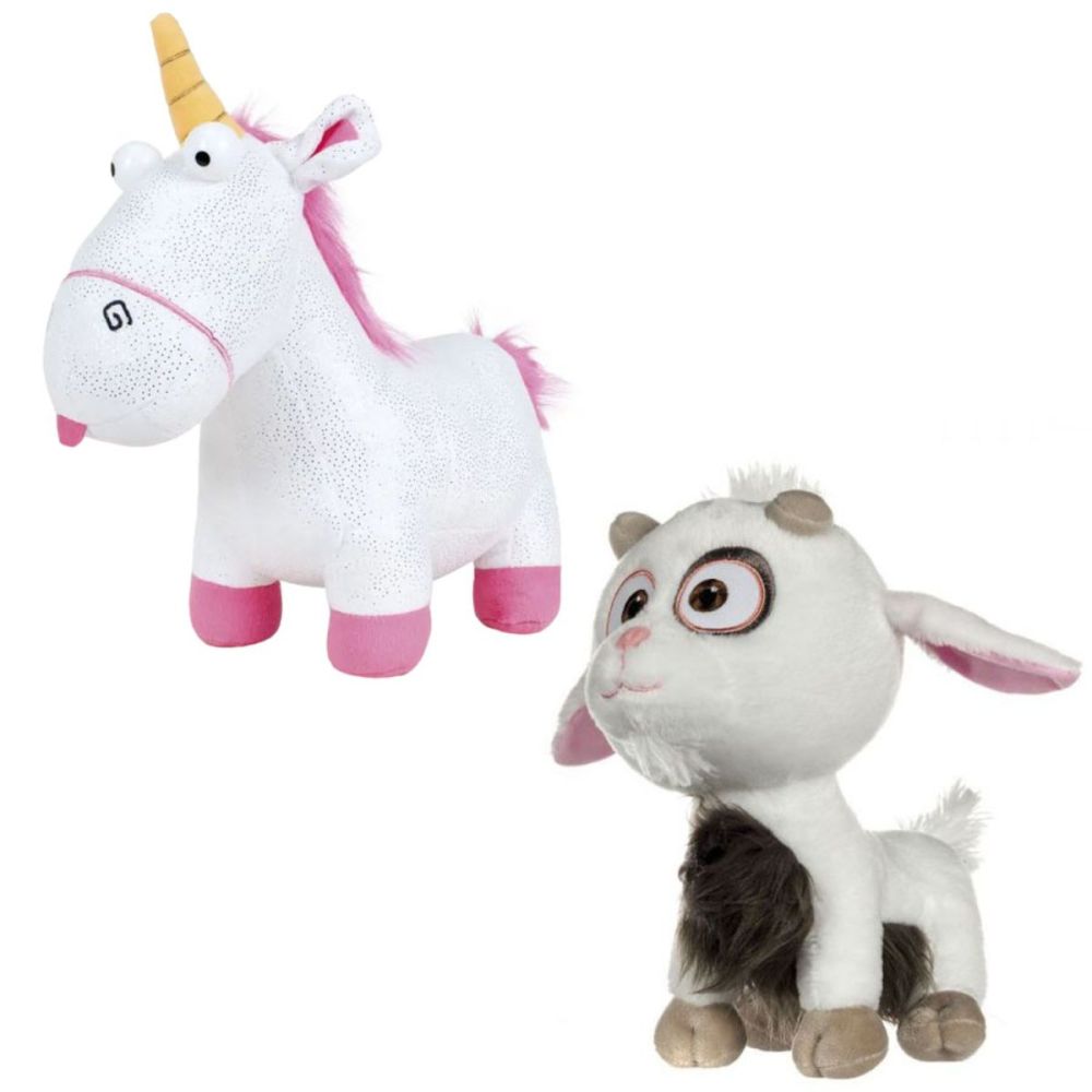 Set 2 jucarii de plus, Whitehouse Leisure, unicorn Sparkle Fluffy 24 cm si Minions Unigoat 27 cm