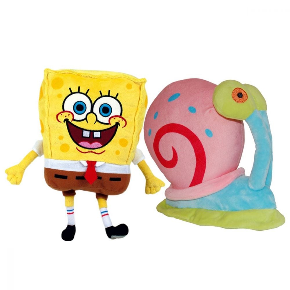 Set 2 jucarii de plus, Play By Play, Spongebob 26 cm si Garry 20 cm